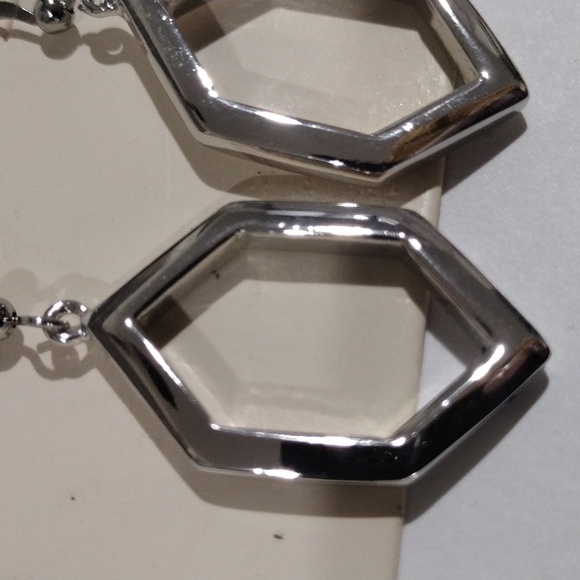Elegant Silver tone Hexagon Shaped Drop Dangle Earrings, Women's Fashion Jewelry - Picture 5 of 8